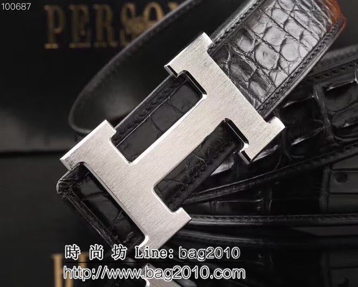 愛馬仕HERMES 鱷魚 骨背皮新款 鱷魚骨皮 高端男士皮帶 HHG1362